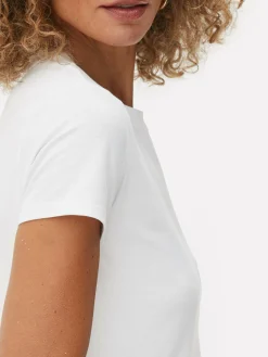 Hauts Et T-Shirts|Primark T-shirt Stretch Ras Du Cou Blanc