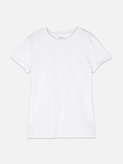 Hauts Et T-Shirts|Primark T-shirt Stretch Ras Du Cou Blanc