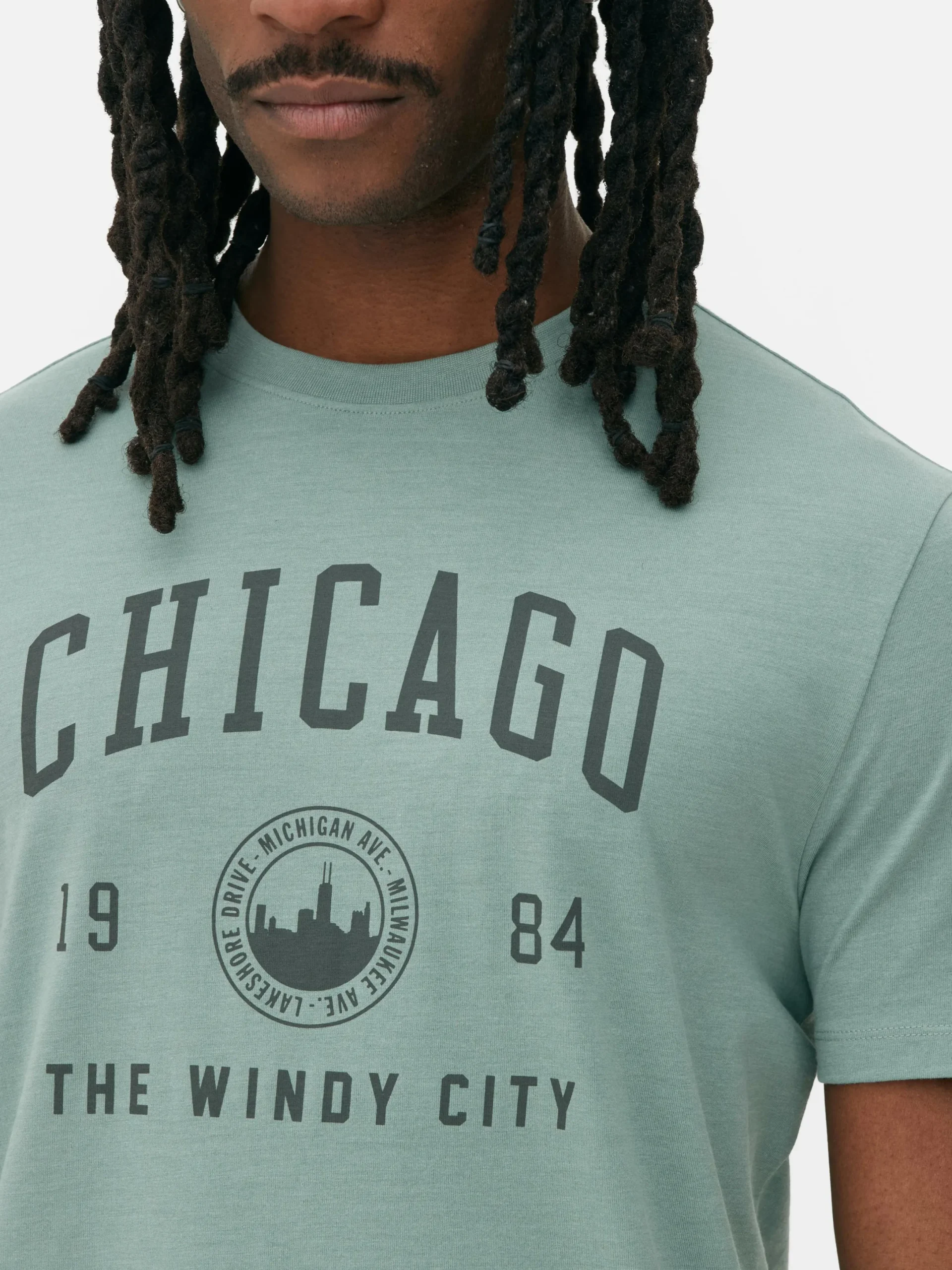 Hauts Et T-Shirts|Primark T-shirt Style Universitaire Chicago Vert