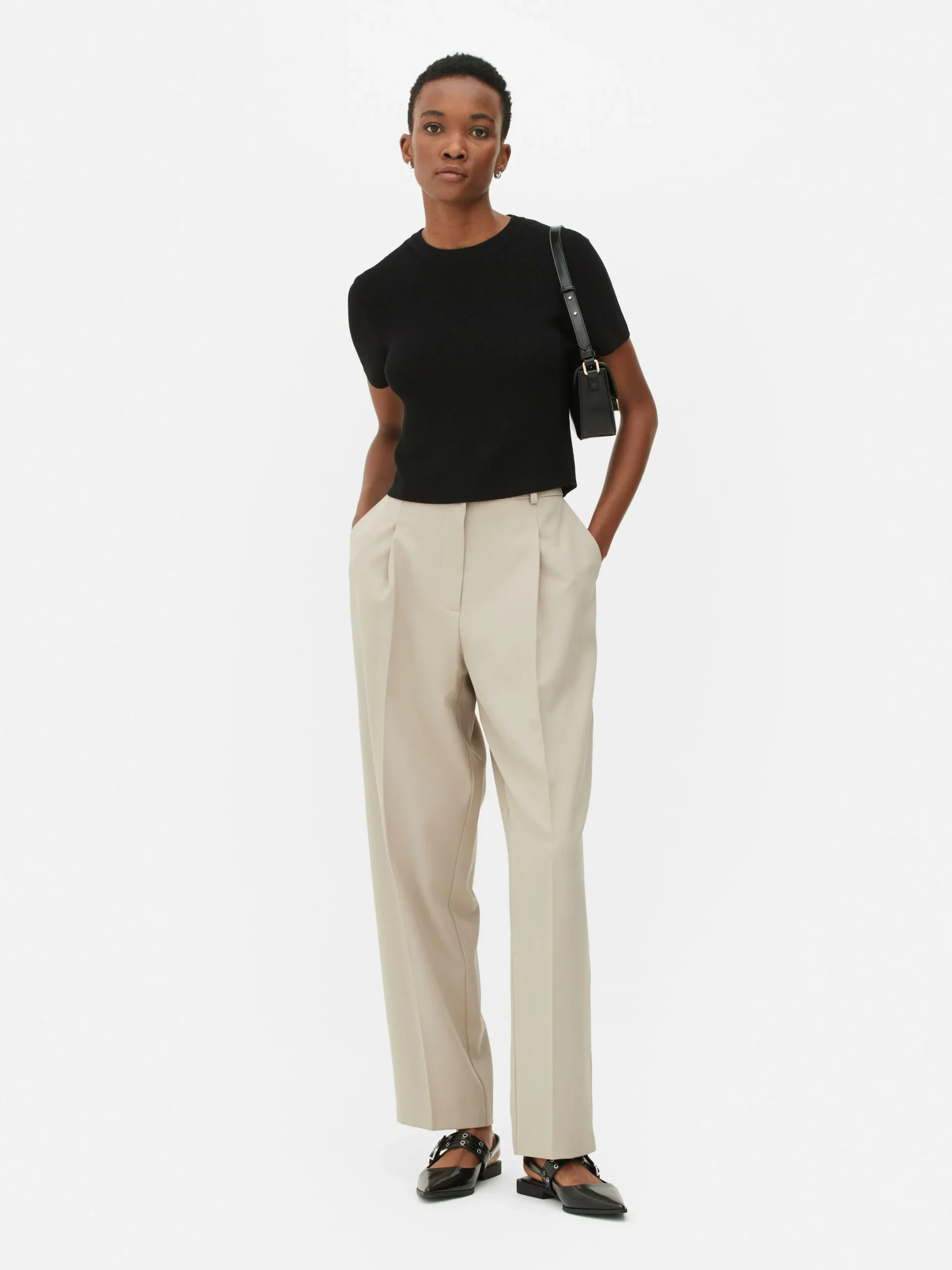 Hauts Et T-Shirts|Primark T-shirt Tricoté à Col Rond Noir