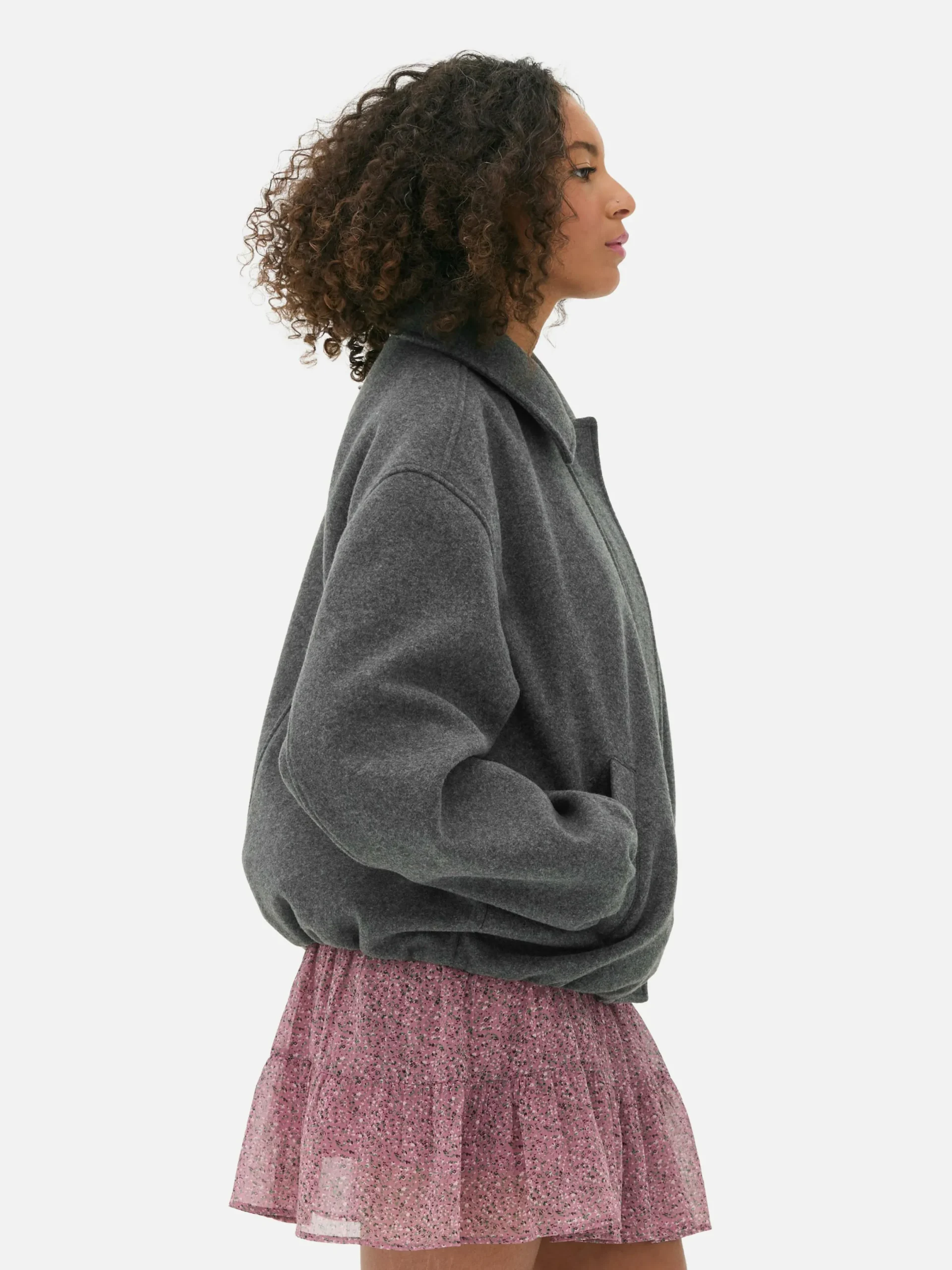 Manteaux Et Vestes|Primark Veste à Ourlet Boule Gris