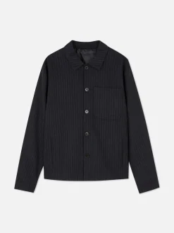 Manteaux Et Vestes|Primark Veste Boutonnée à Rayures Fines Kem Bleu marine