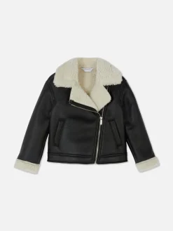 Manteaux Et Vestes|Primark Veste De Motard Effet Mouton Retourné Noir
