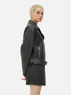 Manteaux Et Vestes|Primark Veste De Motard En Simili Cuir Effet Vieilli Gris