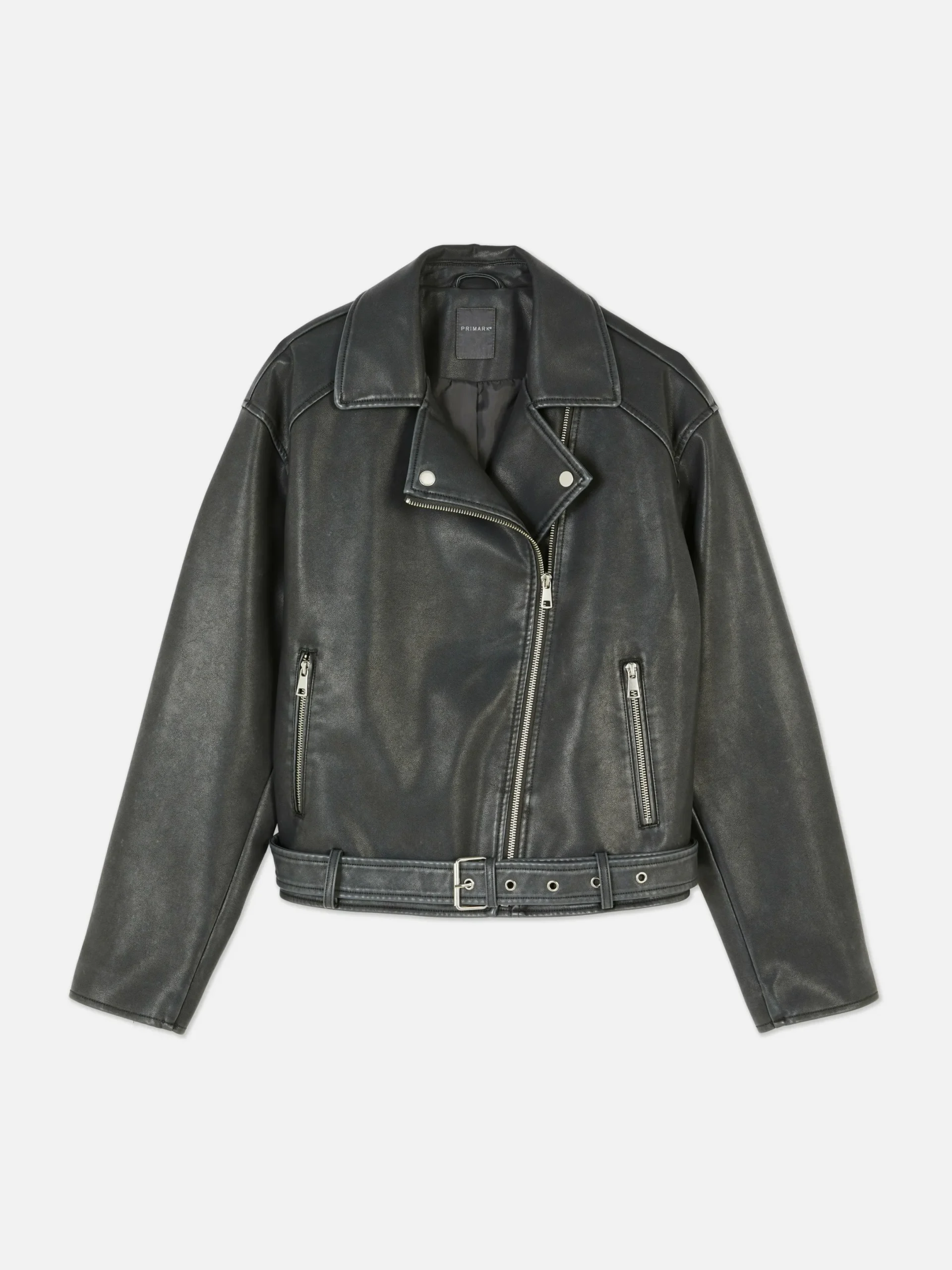 Manteaux Et Vestes|Primark Veste De Motard En Simili Cuir Effet Vieilli Gris