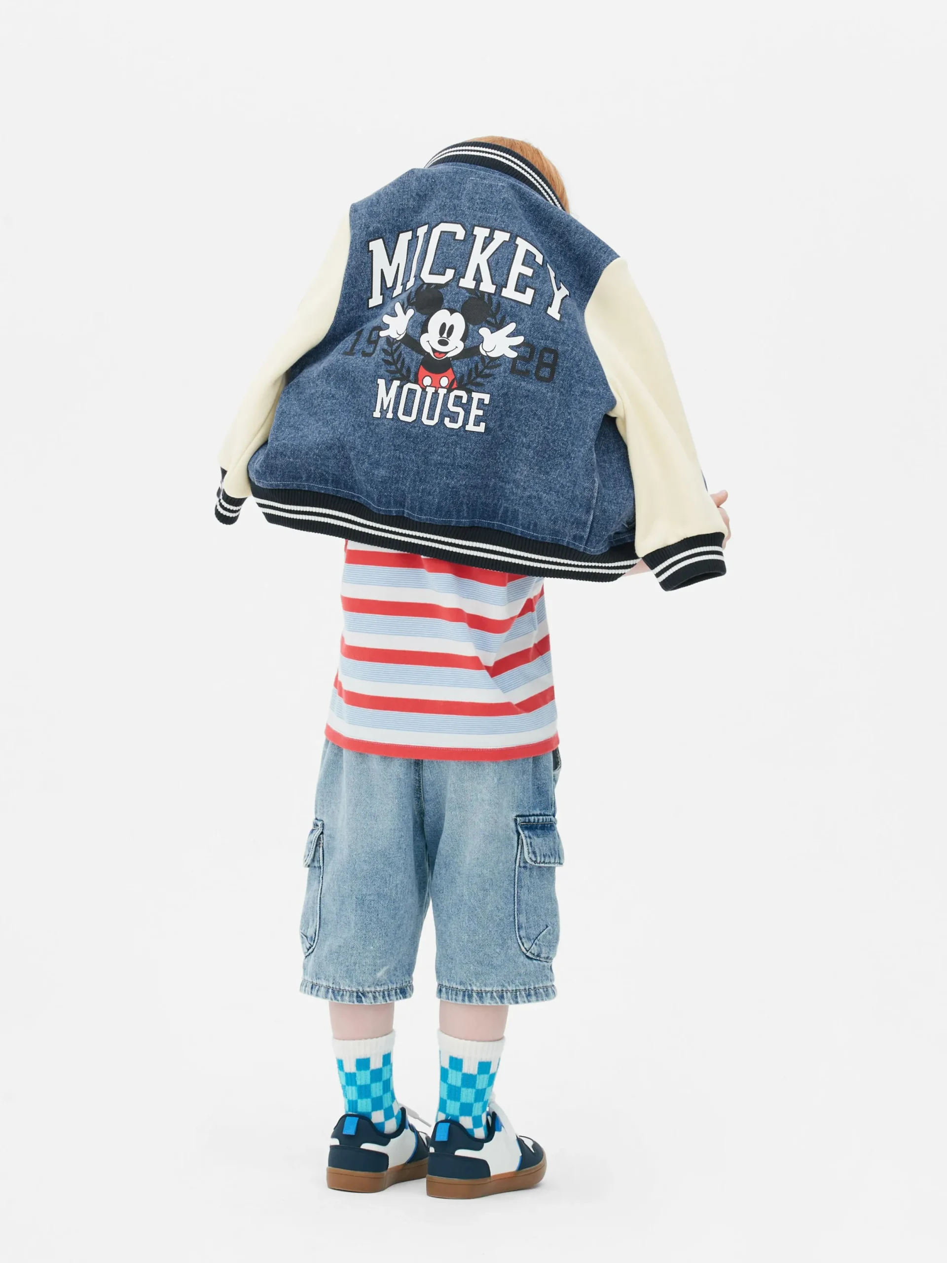 Manteaux Et Vestes|Primark Veste En Jean Style Universitaire Disney Mickey Mouse Bleu