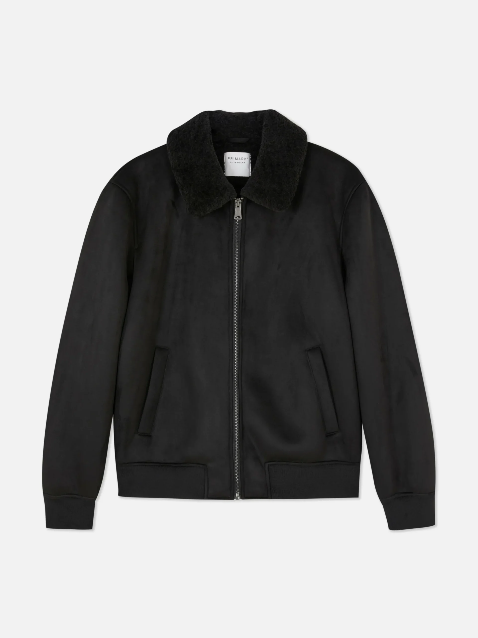 Manteaux Et Vestes|Primark Veste En Suédine à Col Effet Mouton Retourné Noir