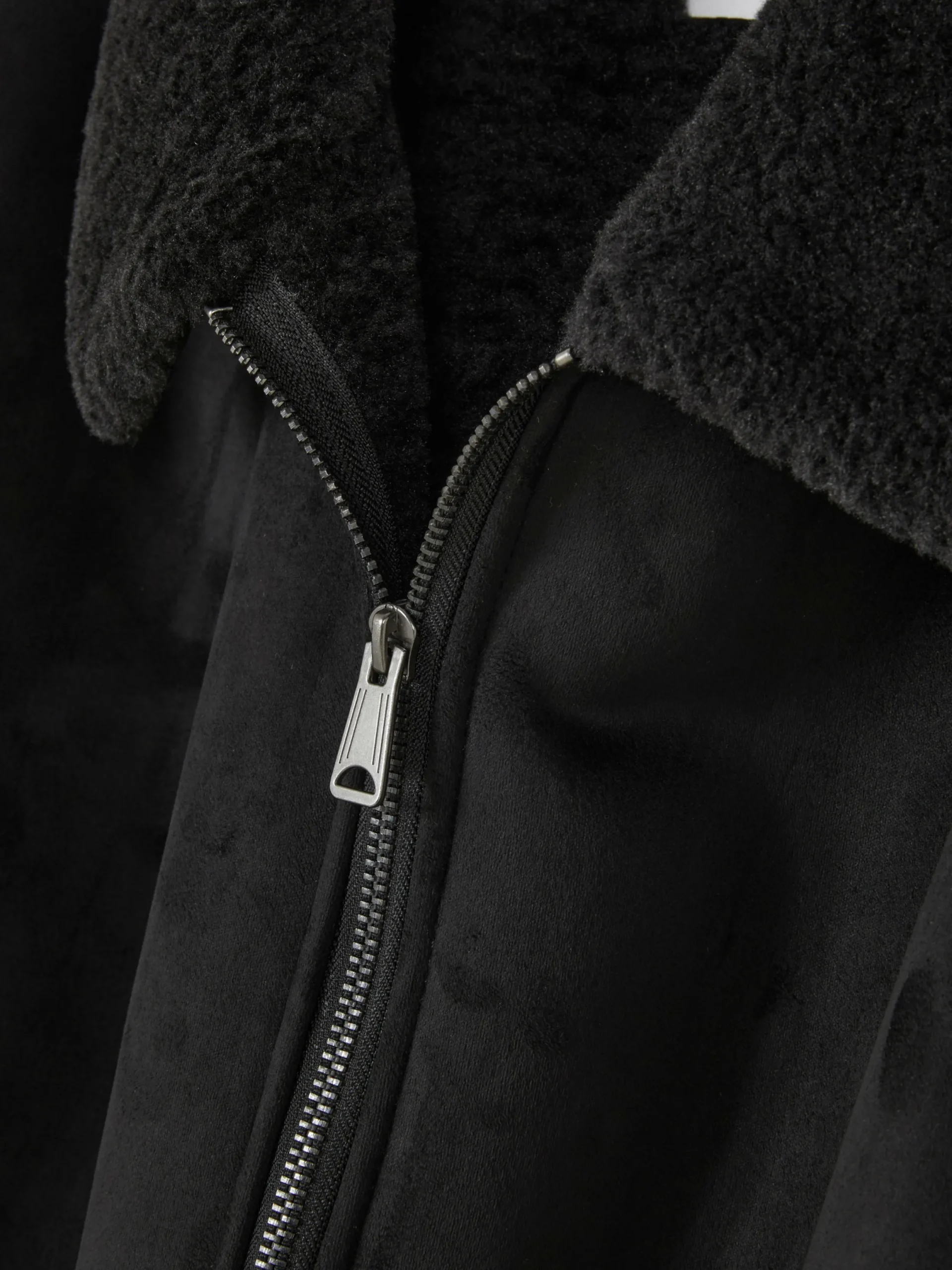 Manteaux Et Vestes|Primark Veste En Suédine à Col Effet Mouton Retourné Noir