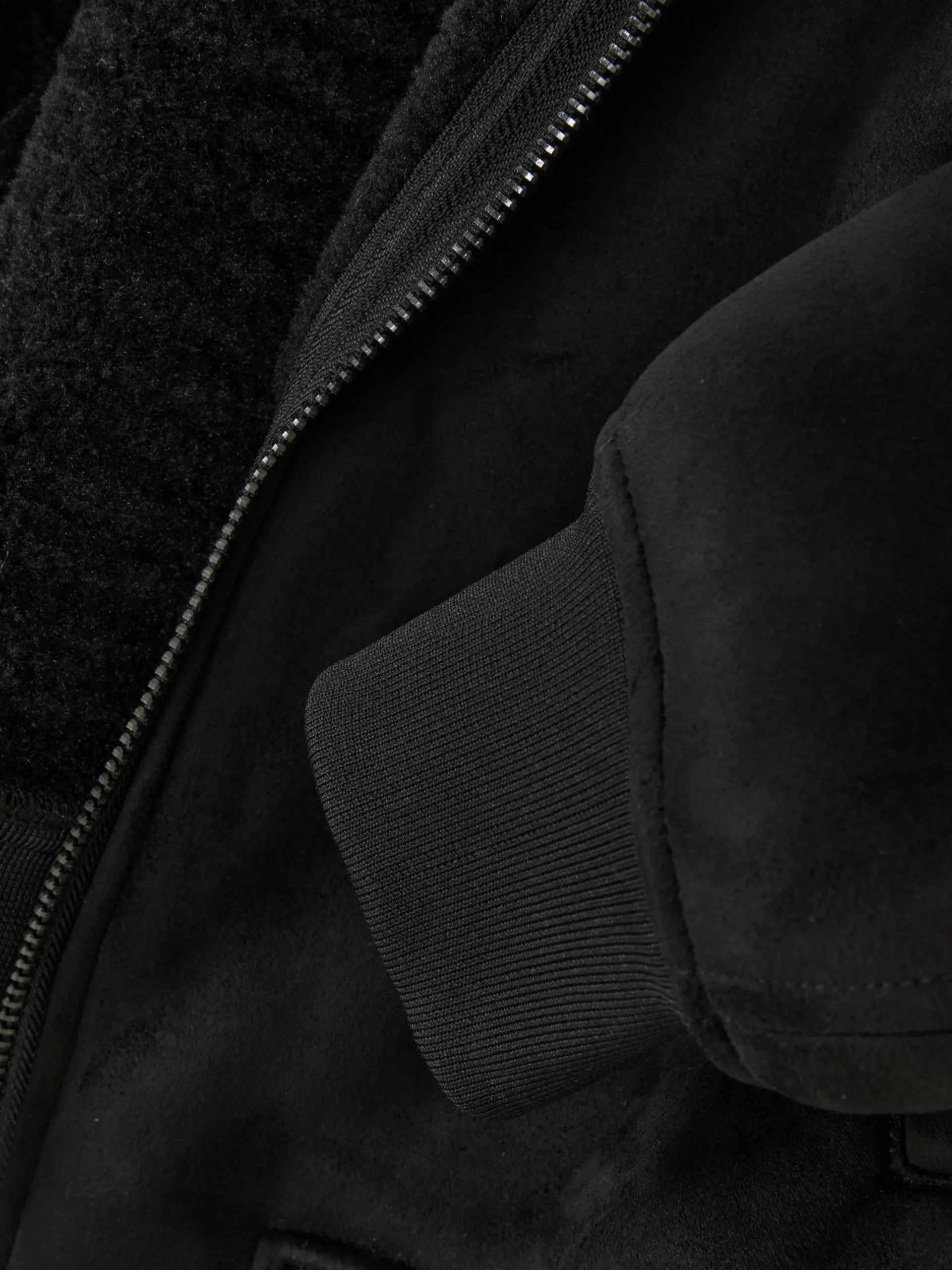 Manteaux Et Vestes|Primark Veste En Suédine à Col Effet Mouton Retourné Noir