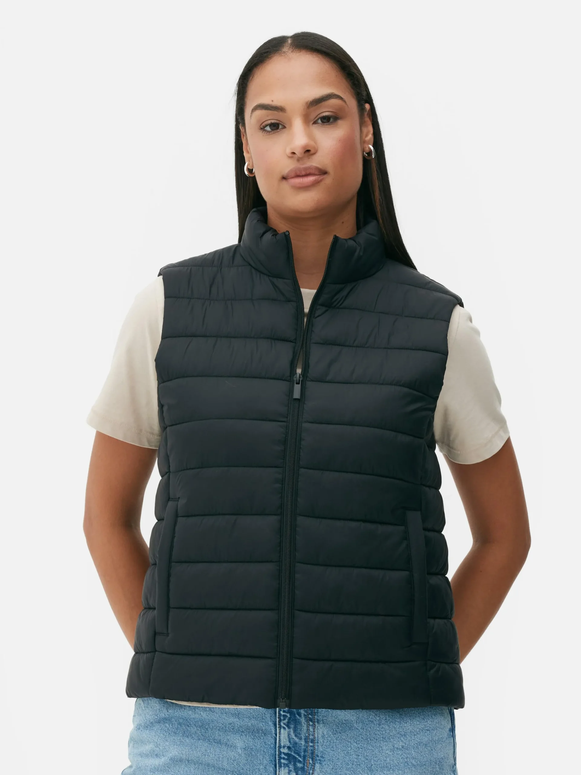Manteaux Et Vestes|Primark Veste Légère Sans Manches à Col Cheminée Noir