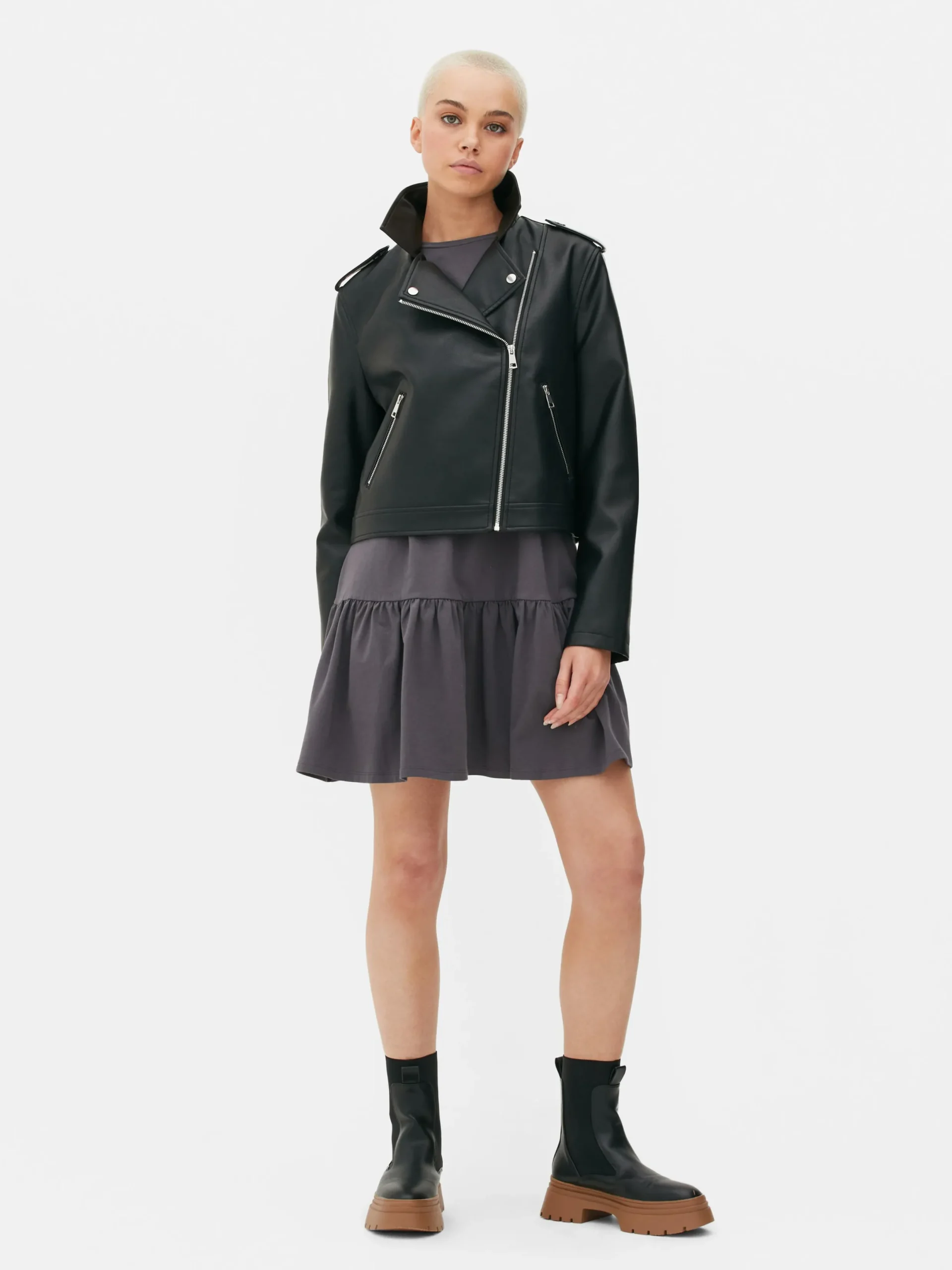 Manteaux Et Vestes|Primark Veste Motard En Simili Cuir Essential Noir