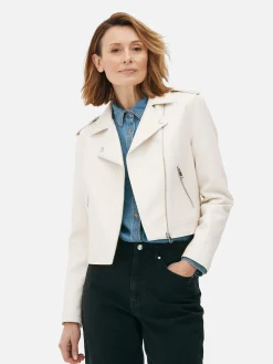 Manteaux Et Vestes|Primark Veste Motard En Simili Cuir Essential Crème