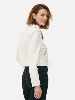 Manteaux Et Vestes|Primark Veste Motard En Simili Cuir Essential Crème