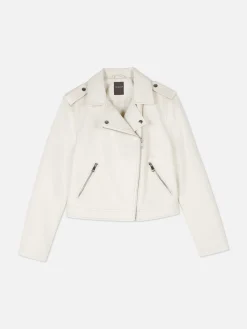 Manteaux Et Vestes|Primark Veste Motard En Simili Cuir Essential Crème