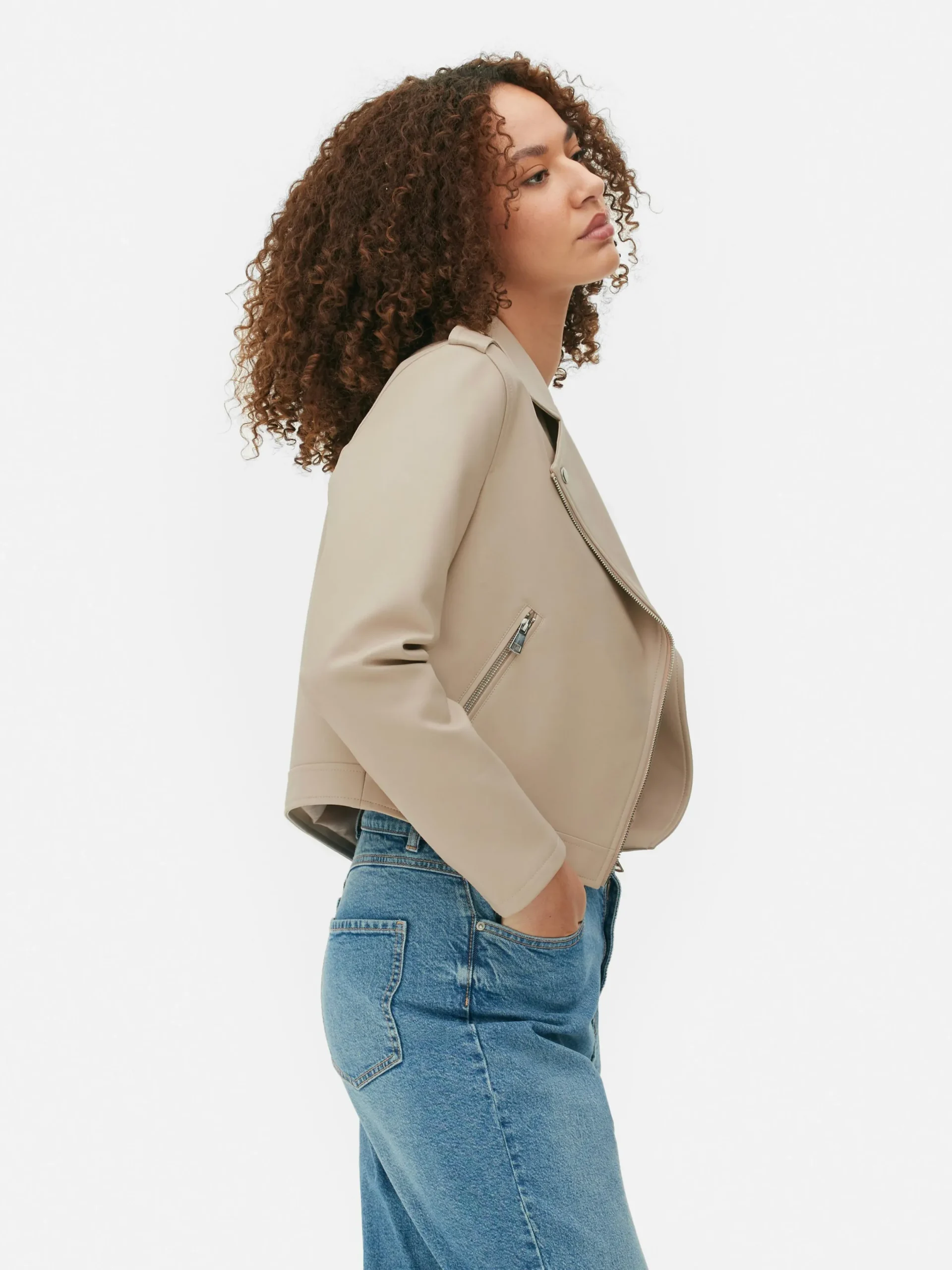 Manteaux Et Vestes|Primark Veste Motard En Simili Cuir Essential Nude