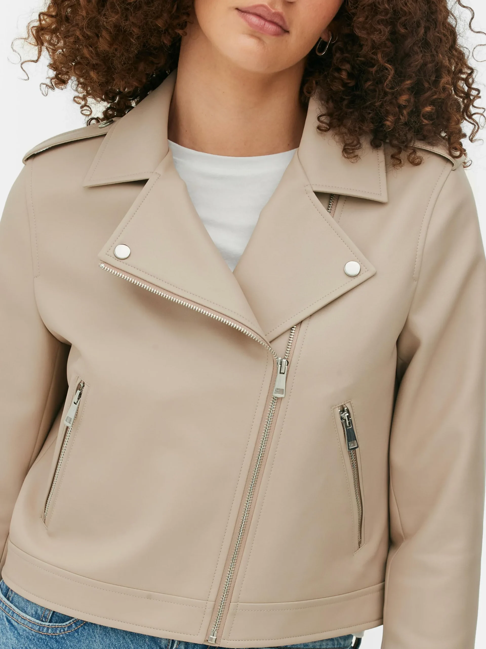 Manteaux Et Vestes|Primark Veste Motard En Simili Cuir Essential Nude