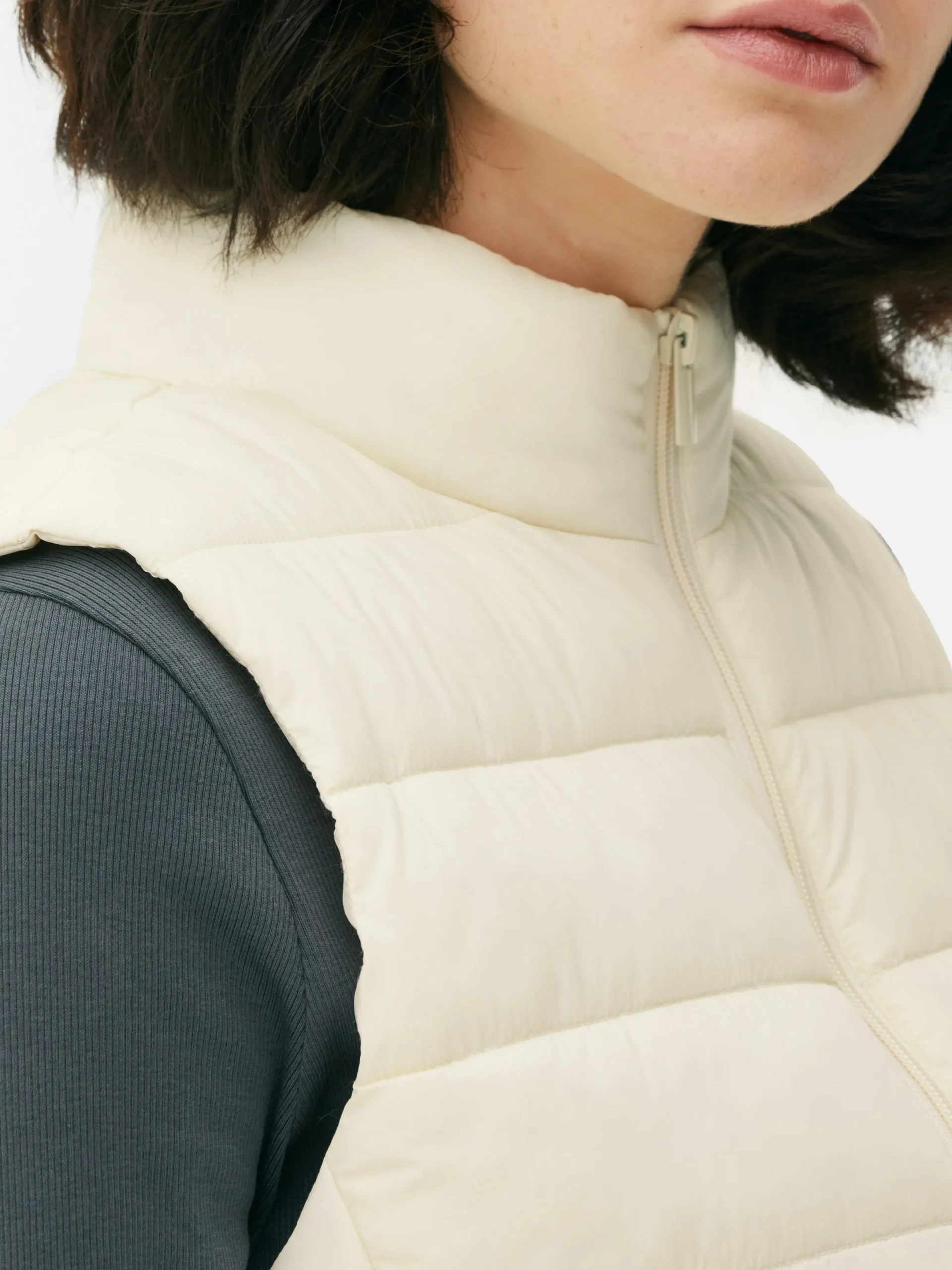 Manteaux Et Vestes|Primark Veste Sans Manche Légère Rembourrée Crème