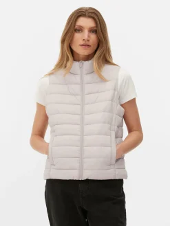 Manteaux Et Vestes|Primark Veste Sans Manches à Col Cheminée Naturel