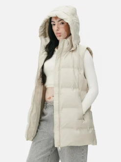 Manteaux Et Vestes|Primark Veste Sans Manches Matelassée à Capuche Grège