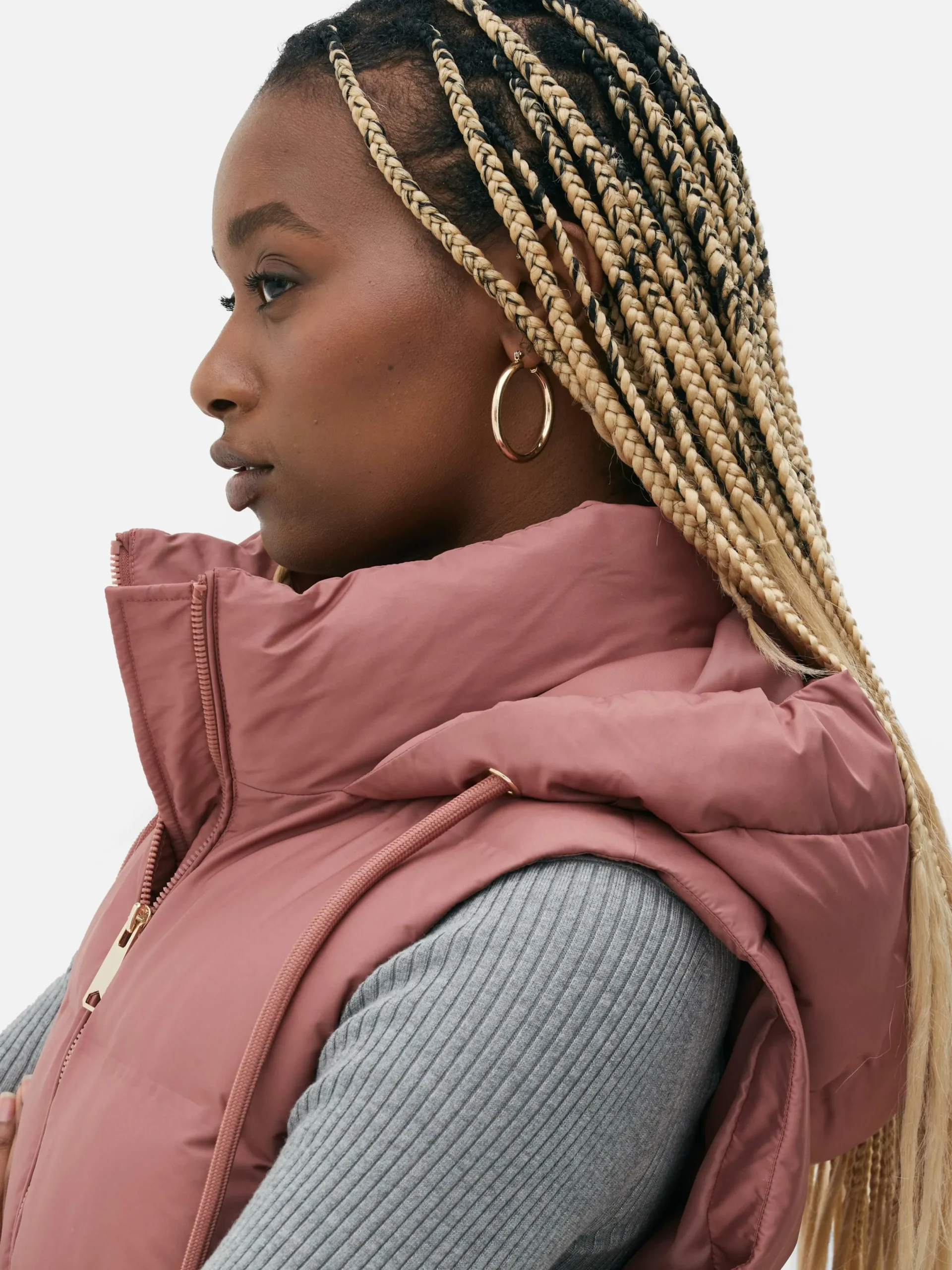 Manteaux Et Vestes|Primark Veste Sans Manches Matelassée à Capuche Rose foncé