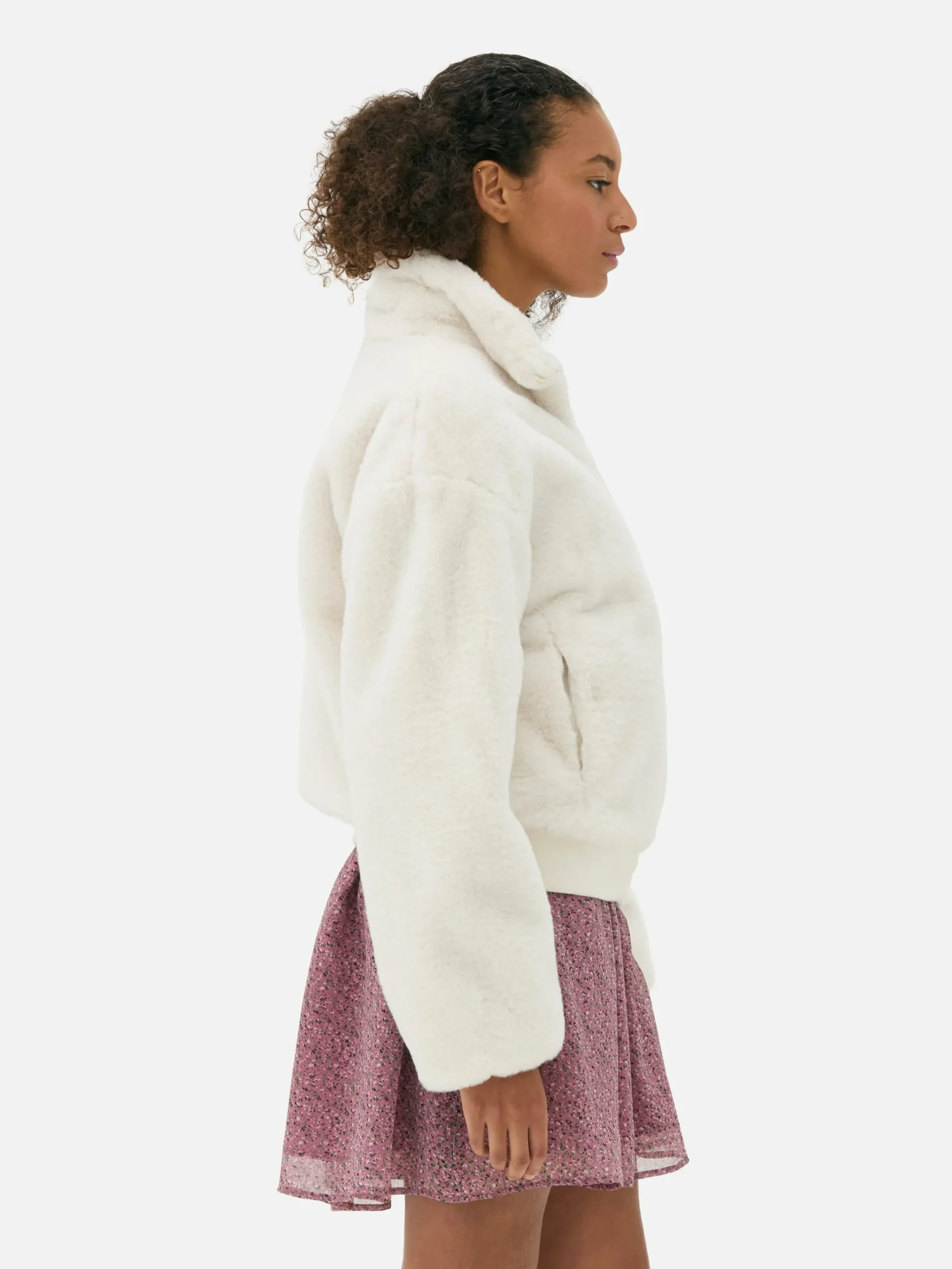 Manteaux Et Vestes|Primark Veste Zippée En Fausse Fourrure Écru