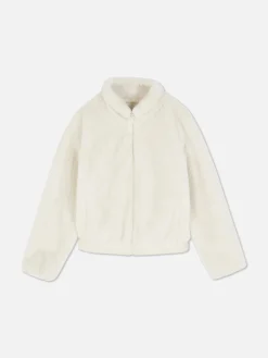 Manteaux Et Vestes|Primark Veste Zippée En Fausse Fourrure Écru