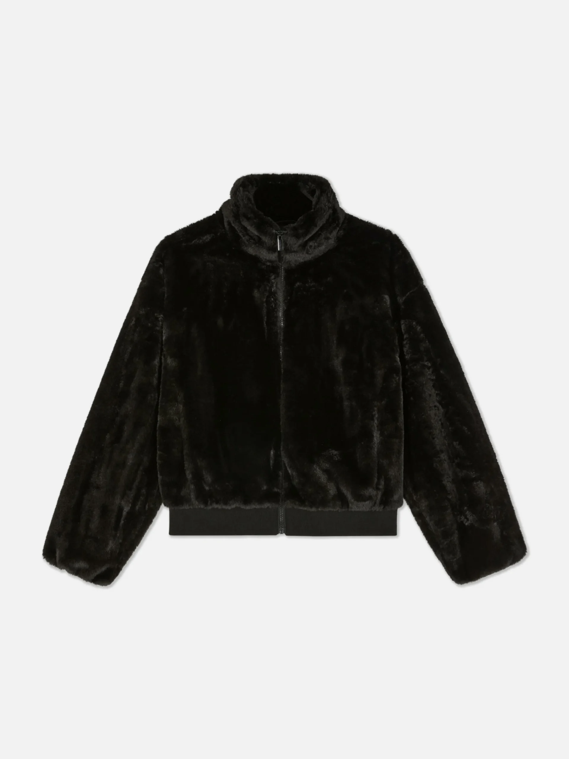 Manteaux Et Vestes|Primark Veste Zippée En Fausse Fourrure Noir
